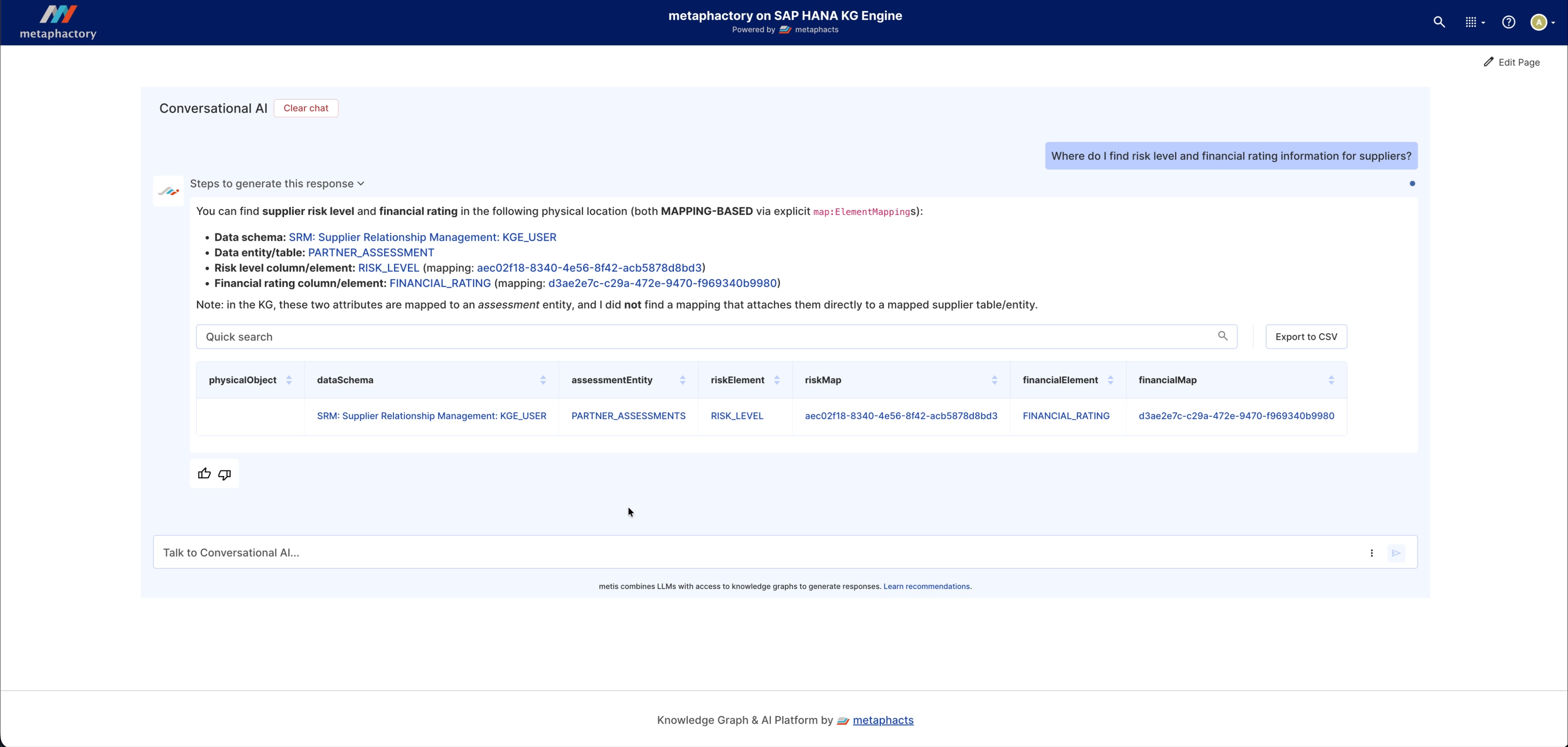 Image: Querying the Supplier Relationship Management ontology with metis.