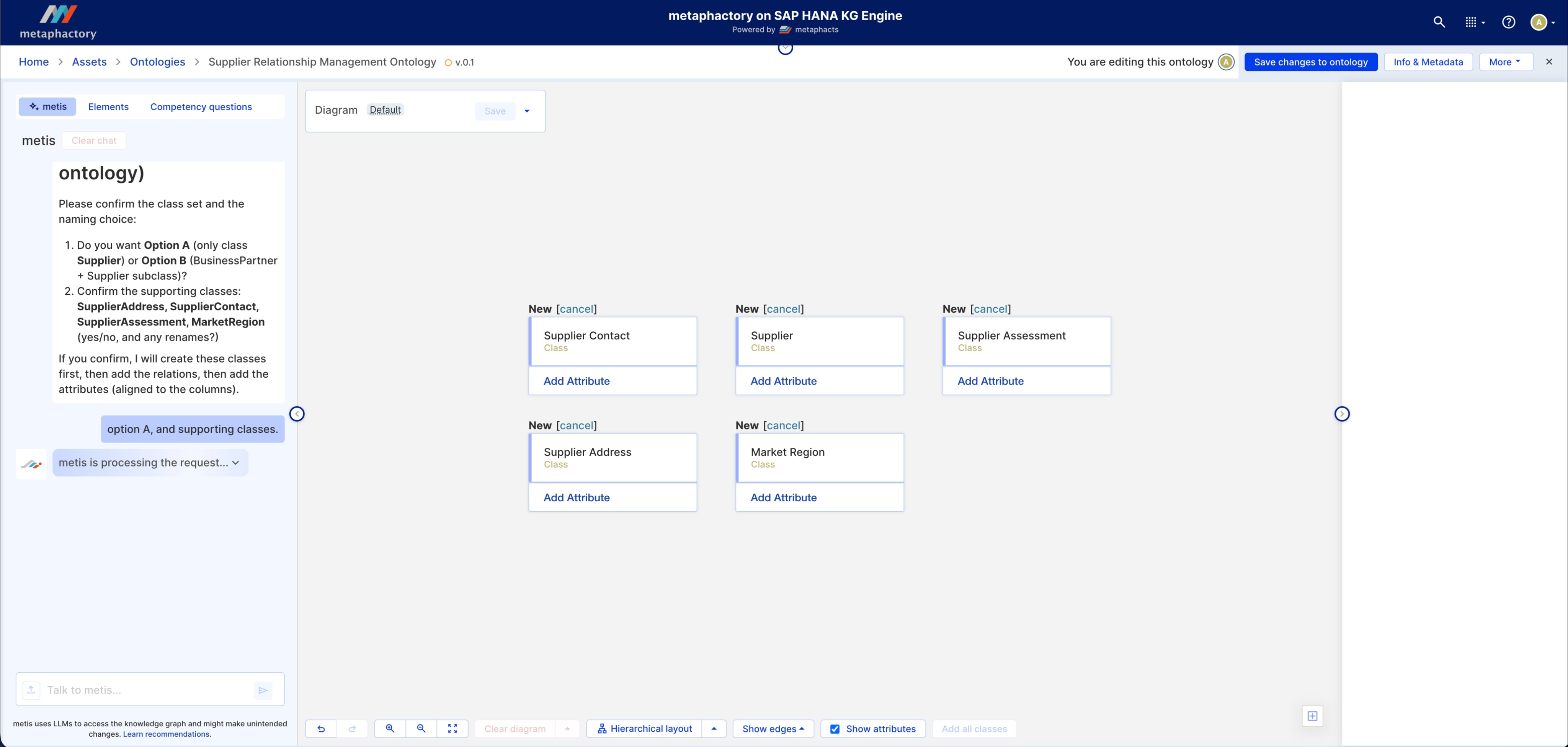 Image: Using the metis conversational interface to build and refine an ontology. 